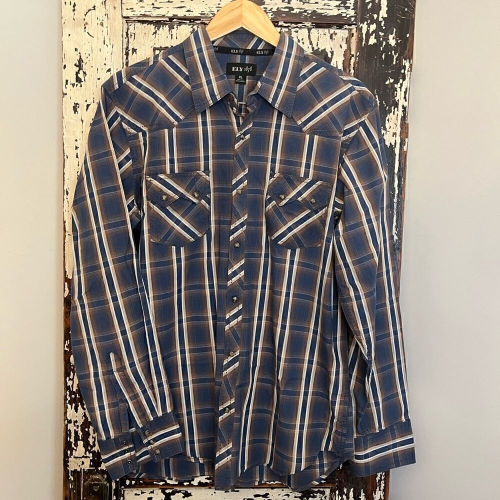 Ely Cattleman 1878 plaid button down western shirt. Size XL. Rodeo. Ranch.